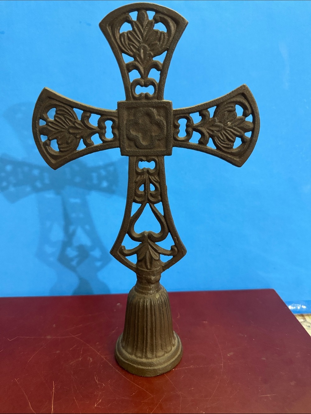 Ornate Cast Iron Decorative Cross - Brown (heavy)